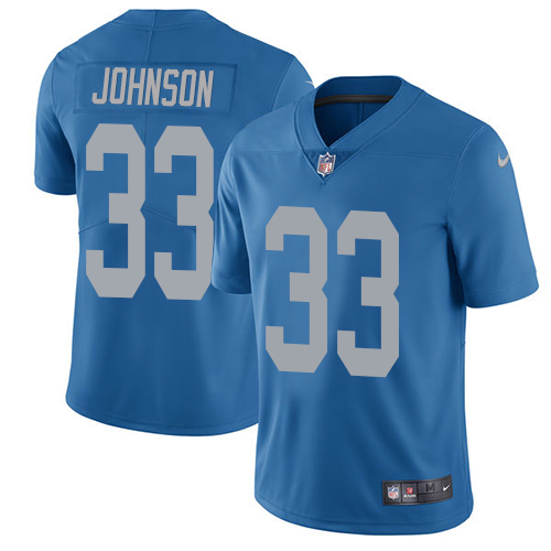 Nike Lions #33 Kerryon Johnson Blue Throwback Youth Stitched NFL Vapor Untouchable Limited Jersey