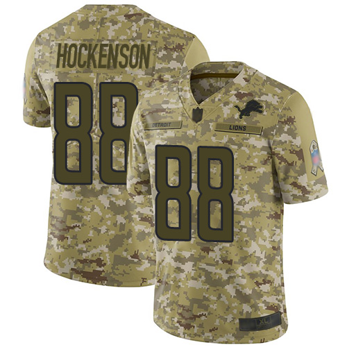 Nike Lions #88 T.J. Hockenson Camo Youth Stitched NFL Limited 2018 Salute to Service Jersey
