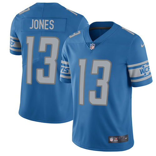 Nike Lions #13 T.J. Jones Light Blue Team Color Youth Stitched NFL Vapor Untouchable Limited Jersey