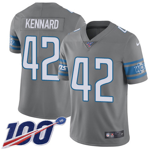 Nike Lions #42 Devon Kennard Gray Youth Stitched NFL Limited Rush 100th Season Jersey