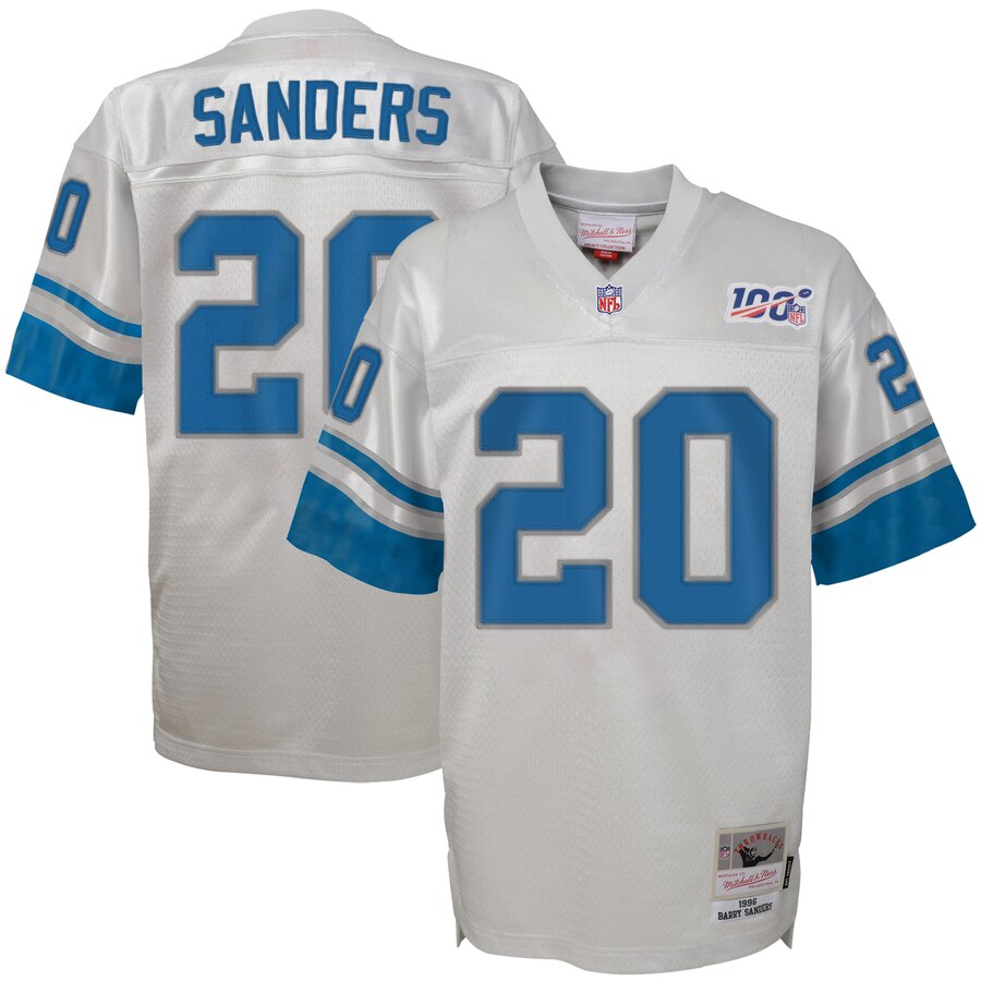 Youth Detroit Lions #20 Barry Sanders Mitchell & Ness Platinum NFL 100 Retired Player Legacy Jersey