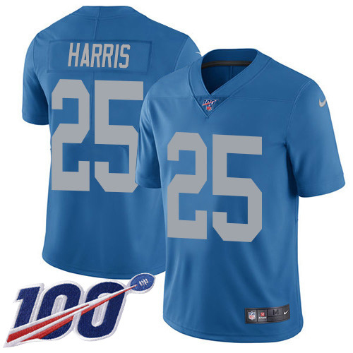Nike Lions #25 Will Harris Blue Throwback Youth Stitched NFL 100th Season Vapor Untouchable Limited Jersey