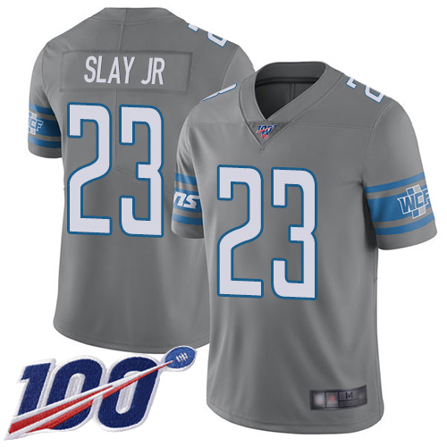 Nike Lions #23 Darius Slay Jr Gray Youth Stitched NFL Limited Rush 100th Season Jersey