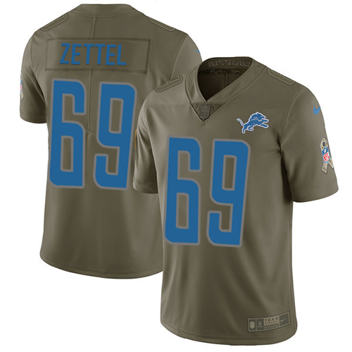 Nike Lions #69 Anthony Zettel Olive Youth Stitched NFL Limited 2017 Salute to Service Jersey