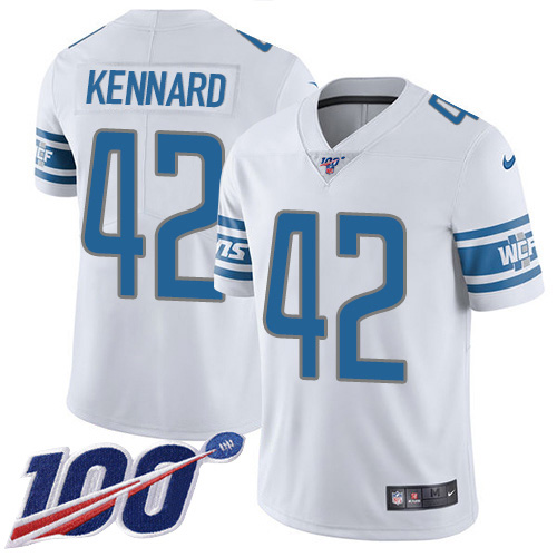 Nike Lions #42 Devon Kennard White Youth Stitched NFL 100th Season Vapor Untouchable Limited Jersey