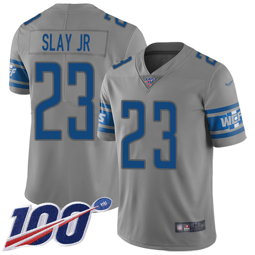 Nike Lions #23 Darius Slay Jr Gray Youth Stitched NFL Limited Inverted Legend 100th Season Jersey