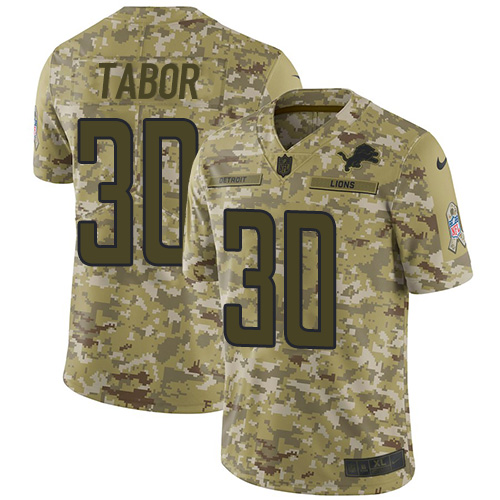 Nike Lions #30 Teez Tabor Camo Youth Stitched NFL Limited 2018 Salute to Service Jersey