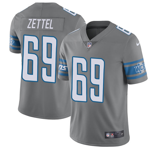 Nike Lions #69 Anthony Zettel Gray Youth Stitched NFL Limited Rush Jersey