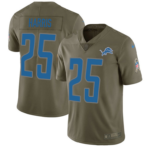 Nike Lions #25 Will Harris Olive Youth Stitched NFL Limited 2017 Salute to Service Jersey