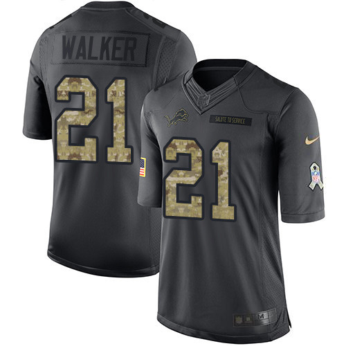 Nike Lions #21 Tracy Walker Black Youth Stitched NFL Limited 2016 Salute to Service Jersey
