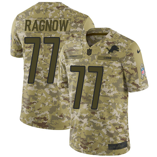 Nike Lions #77 Frank Ragnow Camo Youth Stitched NFL Limited 2018 Salute to Service Jersey
