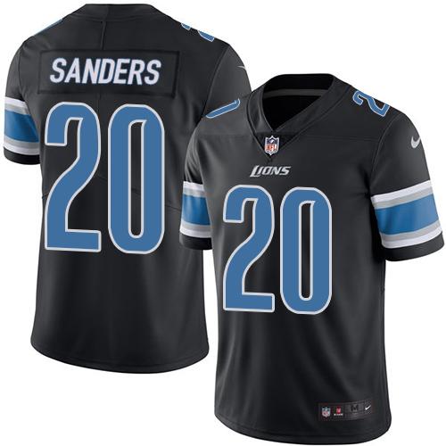 Nike Lions #20 Barry Sanders Black Youth Stitched NFL Limited Rush Jersey