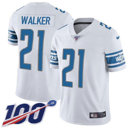 Nike Lions #21 Tracy Walker White Youth Stitched NFL 100th Season Vapor Untouchable Limited Jersey