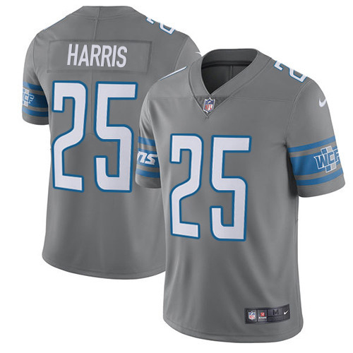Nike Lions #25 Will Harris Gray Youth Stitched NFL Limited Rush Jersey