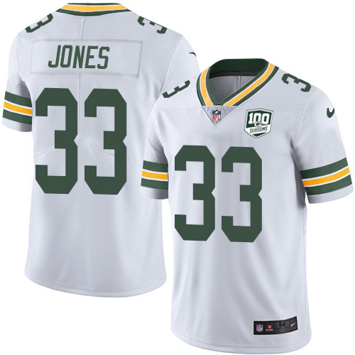 Nike Packers #33 Aaron Jones White Youth 100th Season Stitched NFL Vapor Untouchable Limited Jersey
