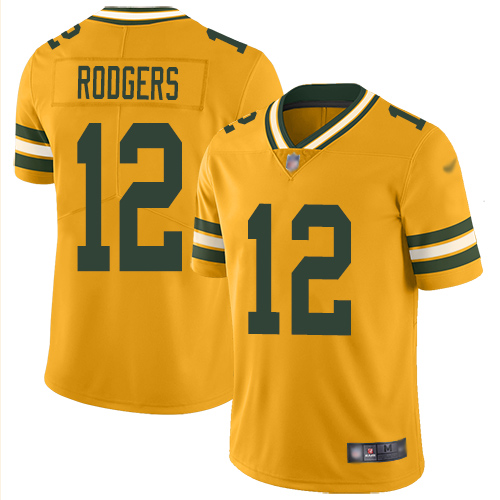 Nike Packers #12 Aaron Rodgers Gold Youth Stitched NFL Limited Inverted Legend Jersey