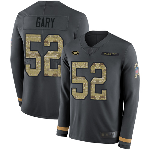 Nike Packers #52 Rashan Gary Anthracite Salute to Service Youth Stitched NFL Limited Therma Long Sleeve Jersey