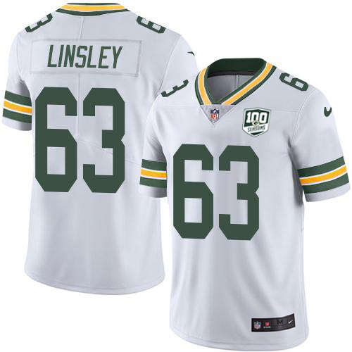 Nike Packers #63 Corey Linsley White Youth 100th Season Stitched NFL Vapor Untouchable Limited Jersey