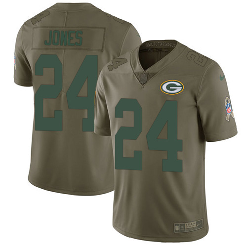 Nike Packers #24 Josh Jones Olive Youth Stitched NFL Limited 2017 Salute to Service Jersey