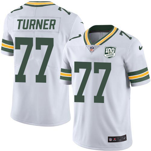 Nike Packers #77 Billy Turner White Youth 100th Season Stitched NFL Vapor Untouchable Limited Jersey