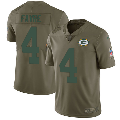 Nike Packers #4 Brett Favre Olive Youth Stitched NFL Limited 2017 Salute to Service Jersey