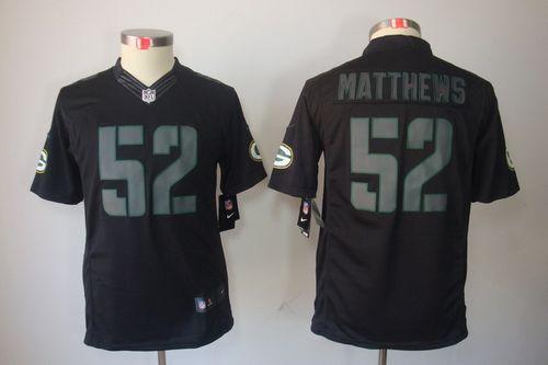 Nike Packers #52 Clay Matthews Black Impact Youth Stitched NFL Limited Jersey
