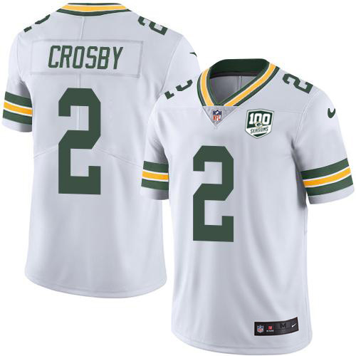 Nike Packers #2 Mason Crosby White Youth 100th Season Stitched NFL Vapor Untouchable Limited Jersey