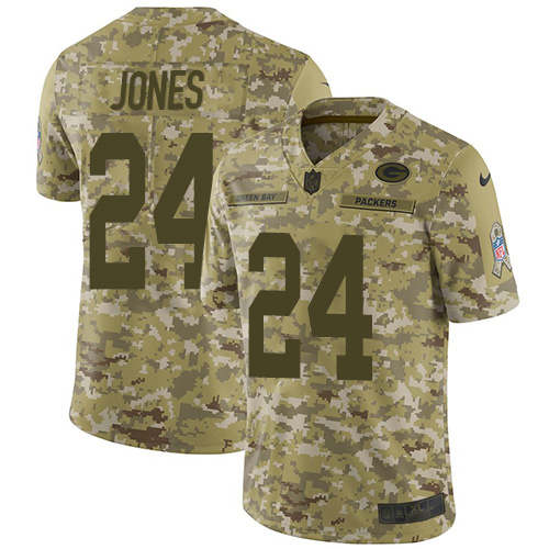 Nike Packers #24 Josh Jones Camo Youth Stitched NFL Limited 2018 Salute to Service Jersey