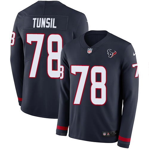 Nike Texans #78 Laremy Tunsil Navy Blue Team Color Youth Stitched NFL Limited Therma Long Sleeve Jersey