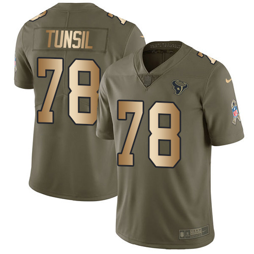 Nike Texans #78 Laremy Tunsil Olive/Gold Youth Stitched NFL Limited 2017 Salute To Service Jersey