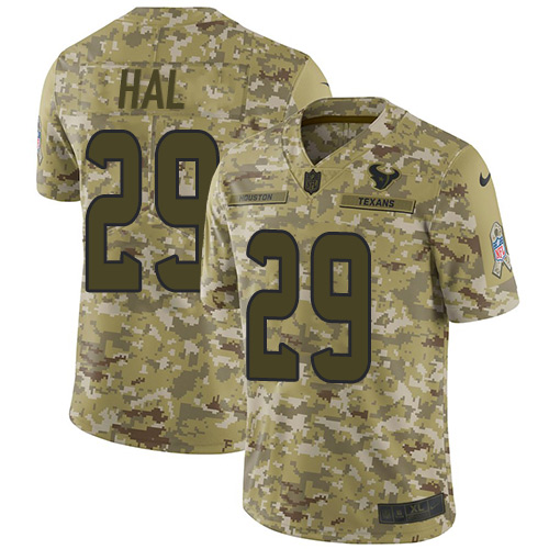 Nike Texans #29 Andre Hal Camo Youth Stitched NFL Limited 2018 Salute to Service Jersey
