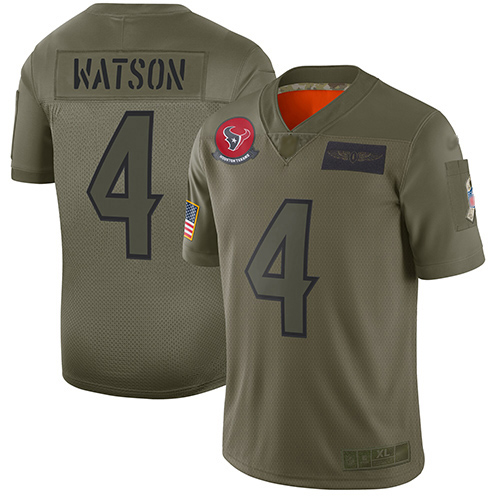 Nike Texans #4 Deshaun Watson Camo Youth Stitched NFL Limited 2019 Salute to Service Jersey
