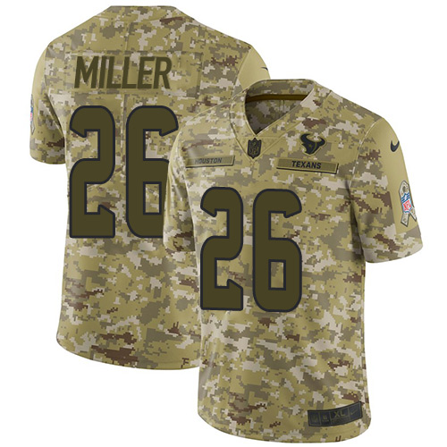 Nike Texans #26 Lamar Miller Camo Youth Stitched NFL Limited 2018 Salute to Service Jersey