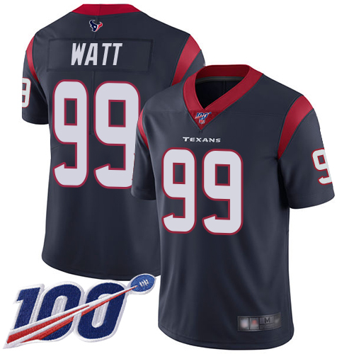 Nike Texans #99 J.J. Watt Navy Blue Team Color Youth Stitched NFL 100th Season Vapor Limited Jersey