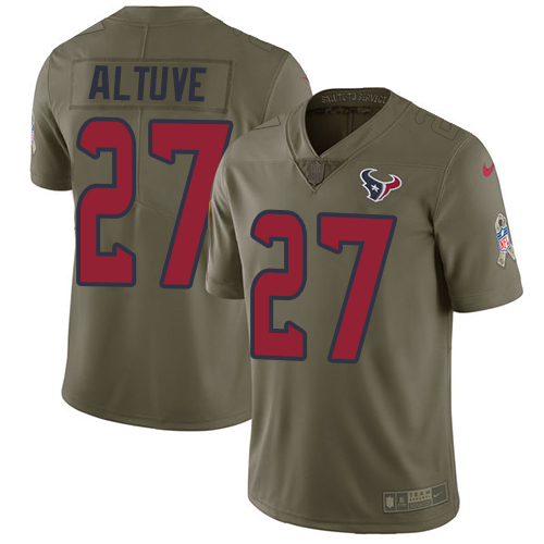 Nike Texans #27 Jose Altuve Olive Youth Stitched NFL Limited 2017 Salute to Service Jersey