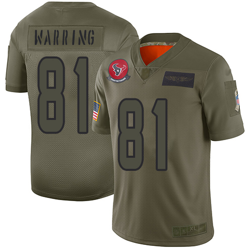 Nike Texans #81 Kahale Warring Camo Youth Stitched NFL Limited 2019 Salute to Service Jersey