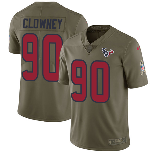 Nike Texans #90 Jadeveon Clowney Olive Youth Stitched NFL Limited 2017 Salute to Service Jersey