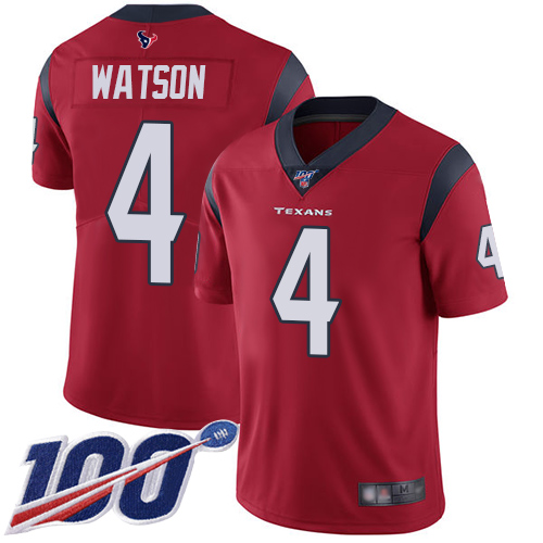 Nike Texans #4 Deshaun Watson Red Alternate Youth Stitched NFL 100th Season Vapor Limited Jersey