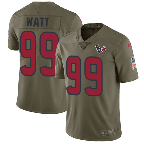Nike Texans #99 J.J. Watt Olive Youth Stitched NFL Limited 2017 Salute to Service Jersey
