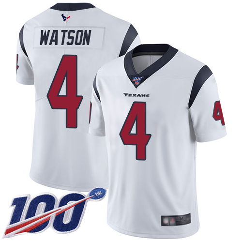 Nike Texans #4 Deshaun Watson White Youth Stitched NFL 100th Season Vapor Limited Jersey
