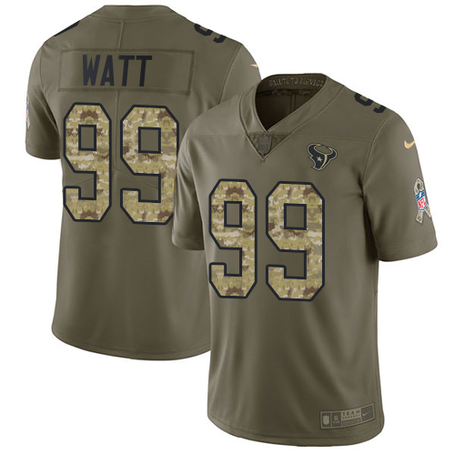Nike Texans #99 J.J. Watt Olive/Camo Youth Stitched NFL Limited 2017 Salute to Service Jersey