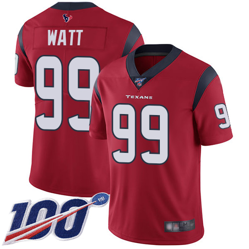 Nike Texans #99 J.J. Watt Red Alternate Youth Stitched NFL 100th Season Vapor Limited Jersey