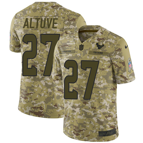 Nike Texans #27 Jose Altuve Camo Youth Stitched NFL Limited 2018 Salute to Service Jersey