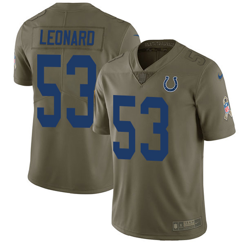 Nike Colts #53 Darius Leonard Olive Youth Stitched NFL Limited 2017 Salute to Service Jersey