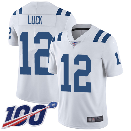 Nike Colts #12 Andrew Luck White Youth Stitched NFL 100th Season Vapor Limited Jersey