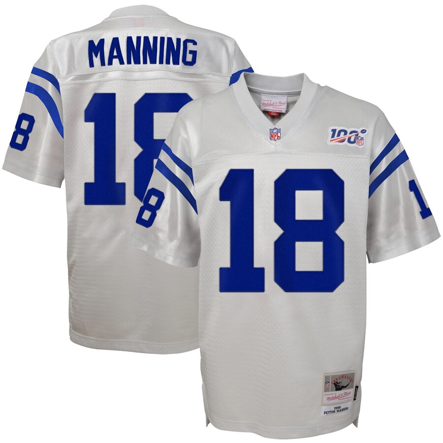 Youth Indianapolis Colts #18 Peyton Manning Mitchell & Ness Platinum NFL 100 Retired Player Legacy Jersey