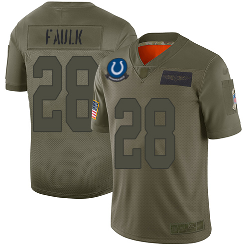 Nike Colts #28 Marshall Faulk Camo Youth Stitched NFL Limited 2019 Salute to Service Jersey