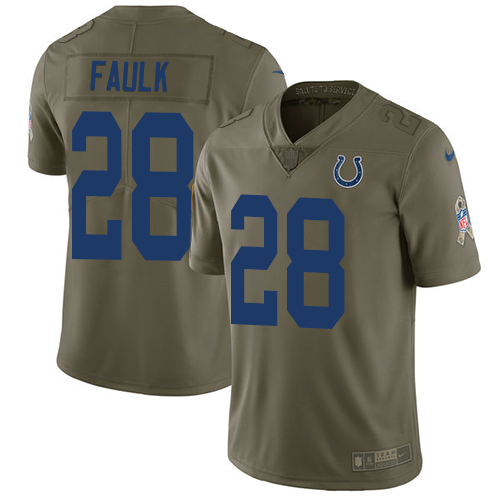 Nike Colts #28 Marshall Faulk Olive Youth Stitched NFL Limited 2017 Salute to Service Jersey