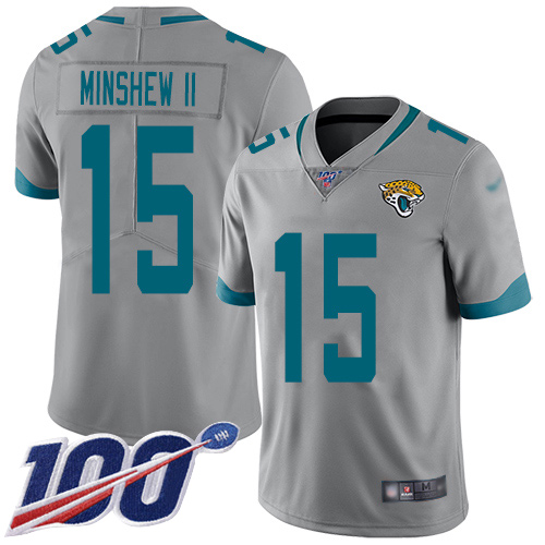 Nike Jaguars #15 Gardner Minshew II Silver Youth Stitched NFL Limited Inverted Legend 100th Season Jersey