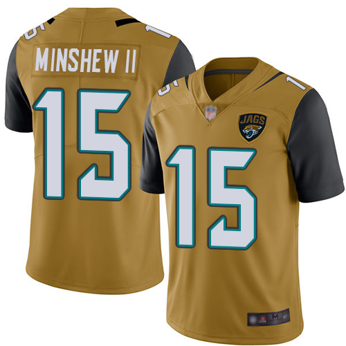 Nike Jaguars #15 Gardner Minshew II Gold Youth Stitched NFL Limited Rush Jersey